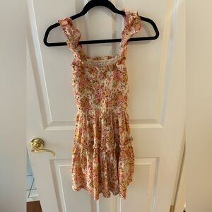 Aerie Pink and Cream Sundress with Flutter Sleeves